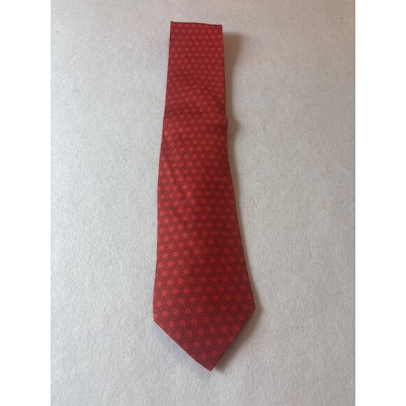 Hermès Paris Mens Red Geometric Pattern 100% Silk Tie - Picture 5 of 7